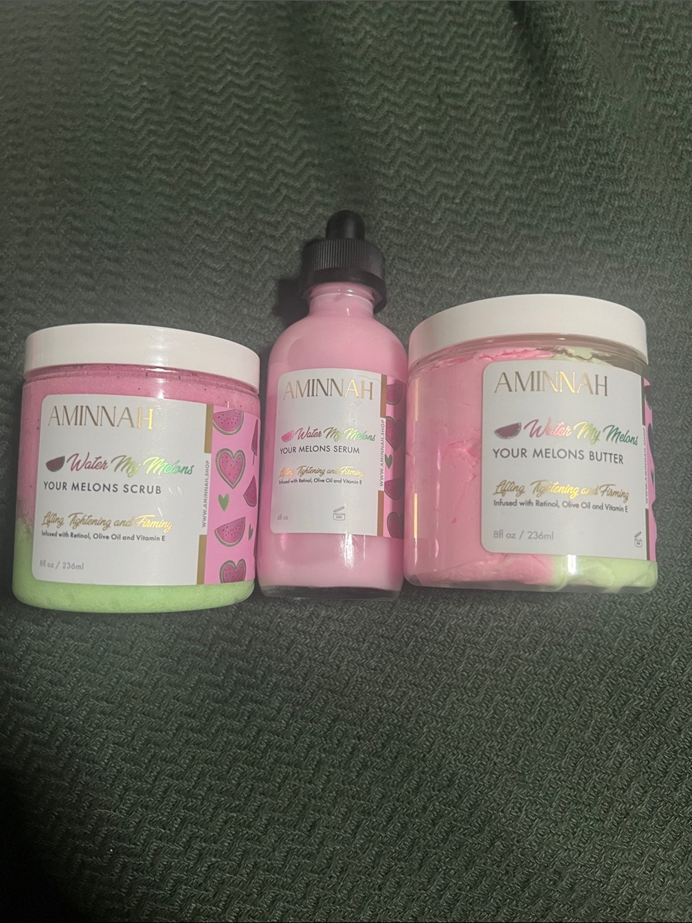 AMINNAH Water My Melons Pink Body Butter & Scrub Set